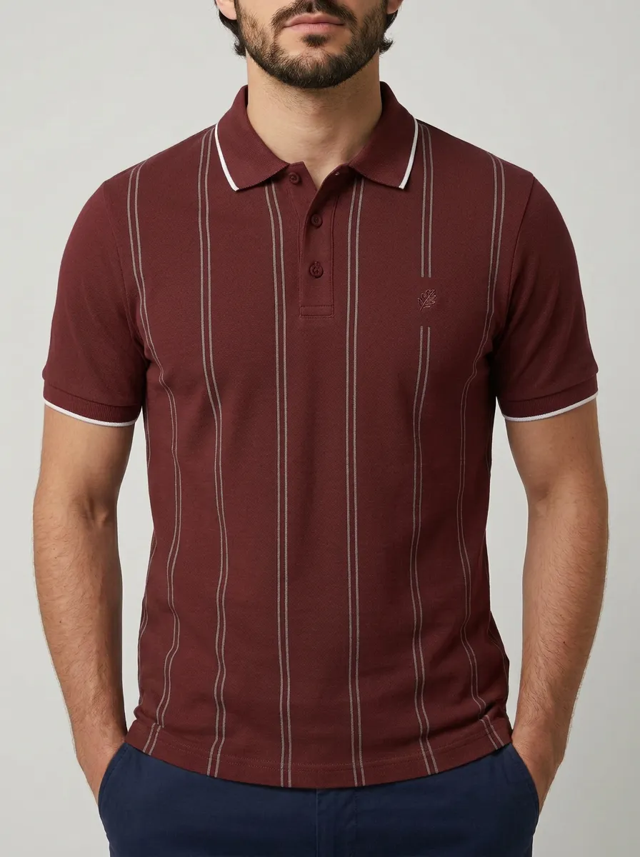 Men's Classic Comfort Leaf Logo Printed Polo Shirt