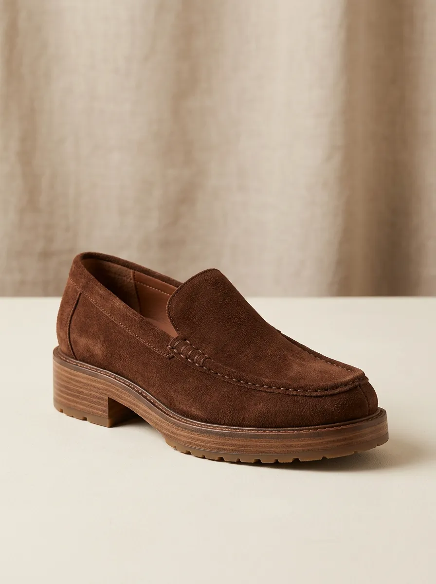 Women's Classic Suede Wood Sole Loafers