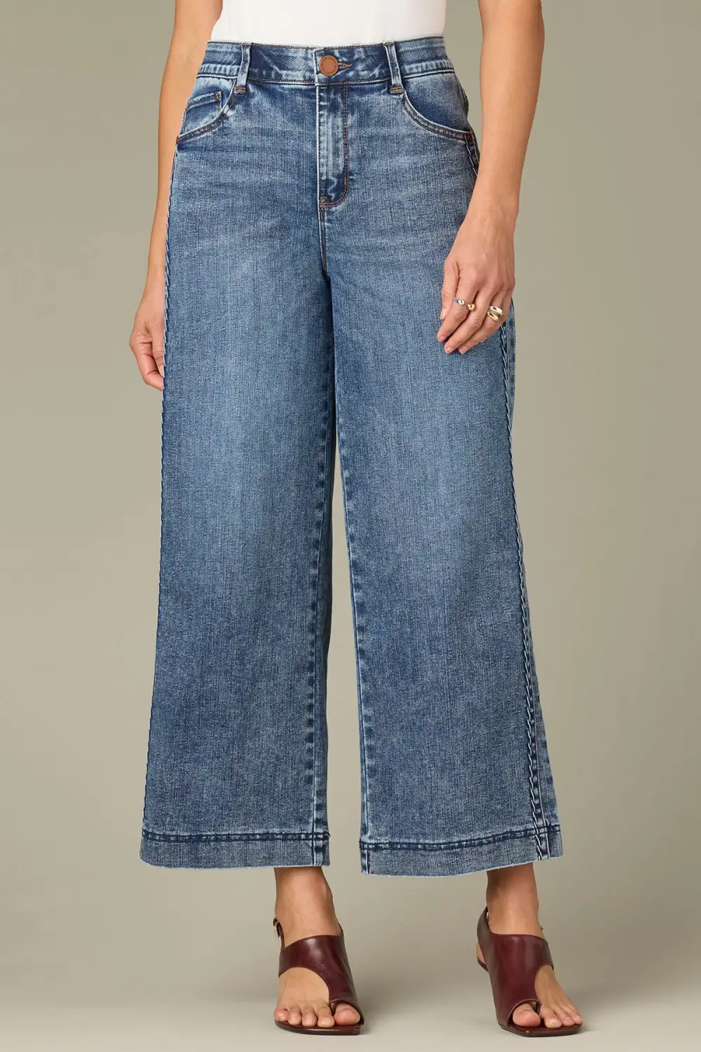 Everyday   Double Side Seam Wide Leg Jeans