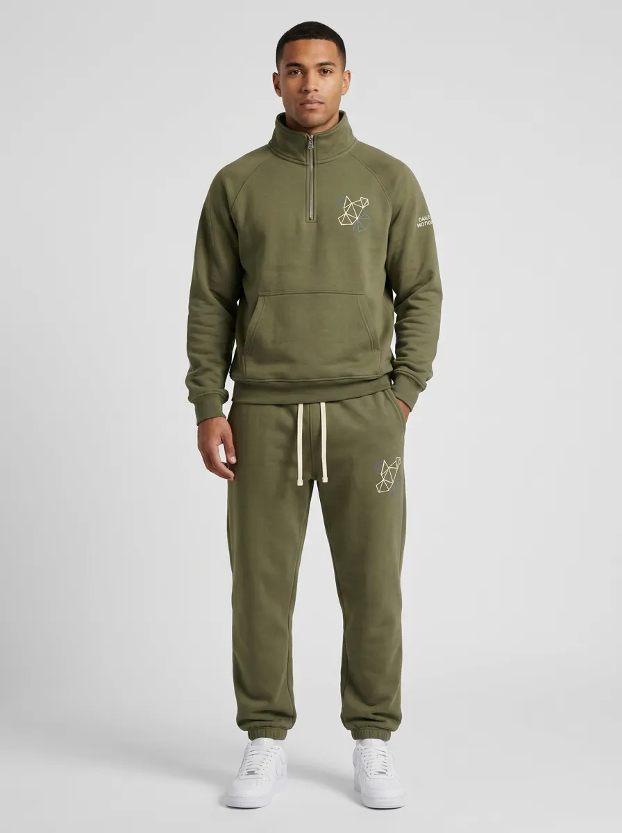 Men's Classic Geometric Pattern Print Jogger Set