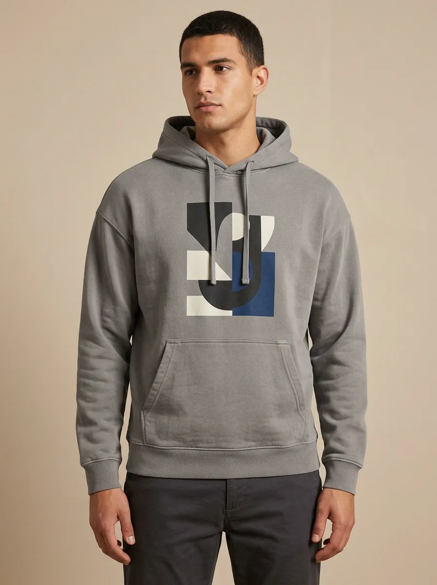 Men's Modern Minimalist Geometric Print Hoodie