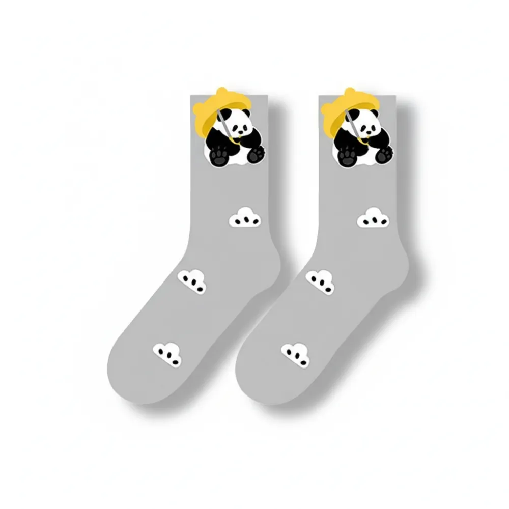 Whimsical Panda Cloud Crew Socks