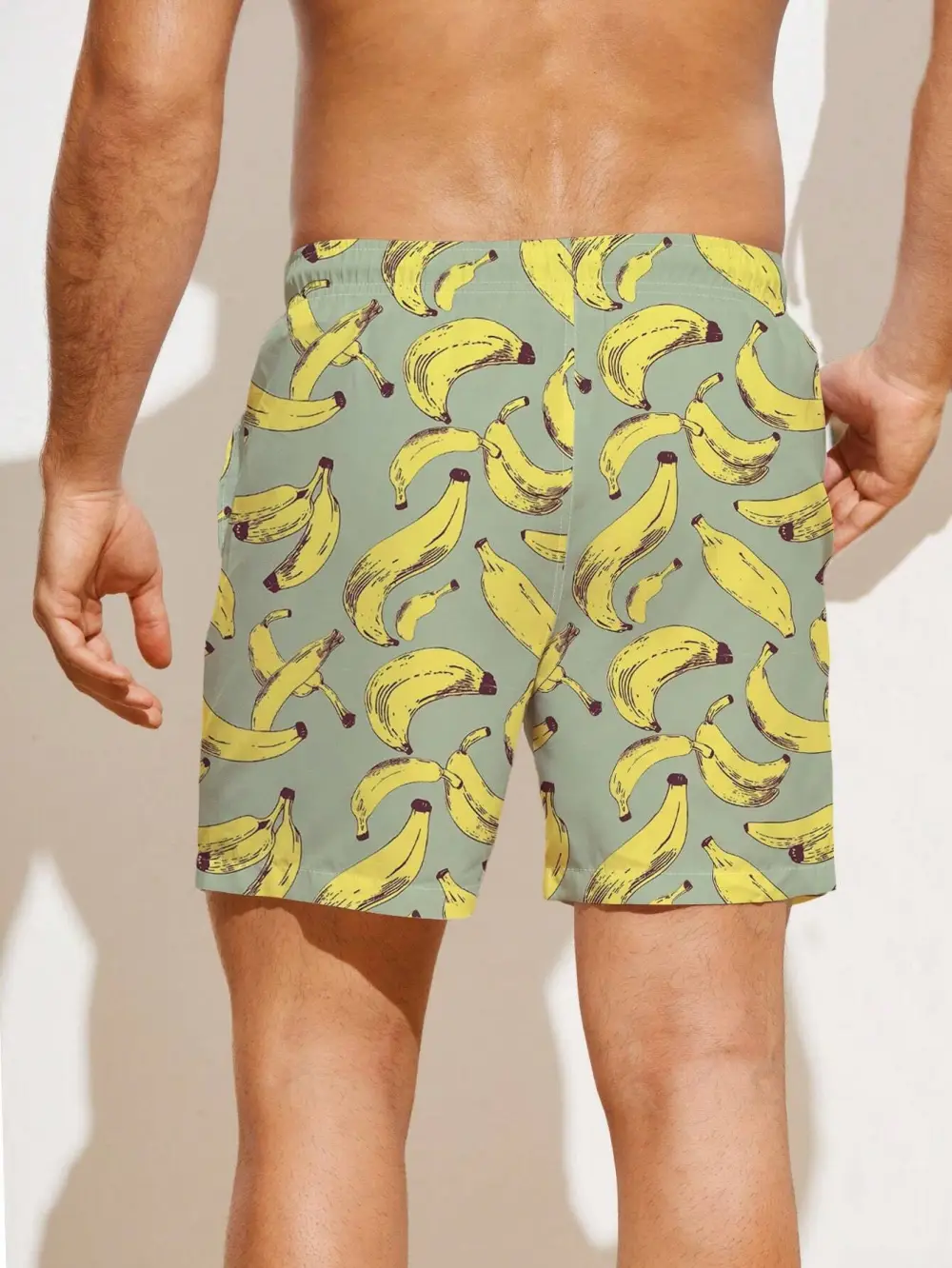 Men's Allover Banana Print Beach Shorts