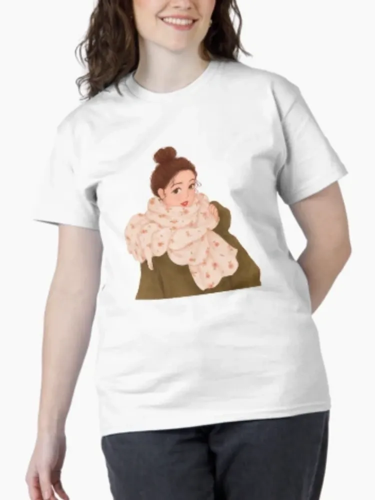 Women's Casual Cute Character Print Crew Neck Short-Sleeve T-Shirt