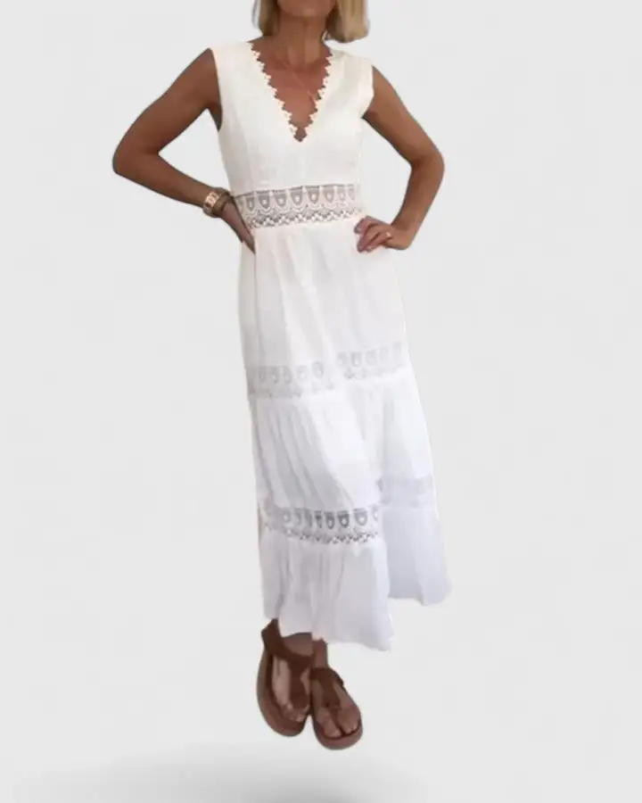 Sleeveless V Neck Dress