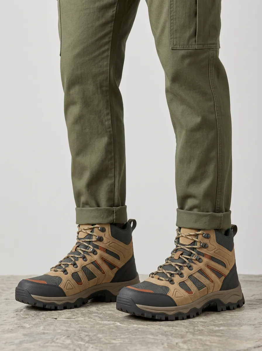 Unisex Outdoor Hiking Lover Topographic Map Printed Hiking Boots