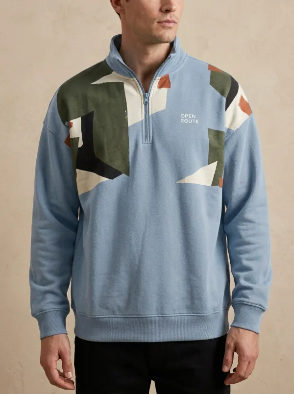 Outdoor-Inspired Half-Zip Geometric Abstract Men's Half-Zip Sweatshirt