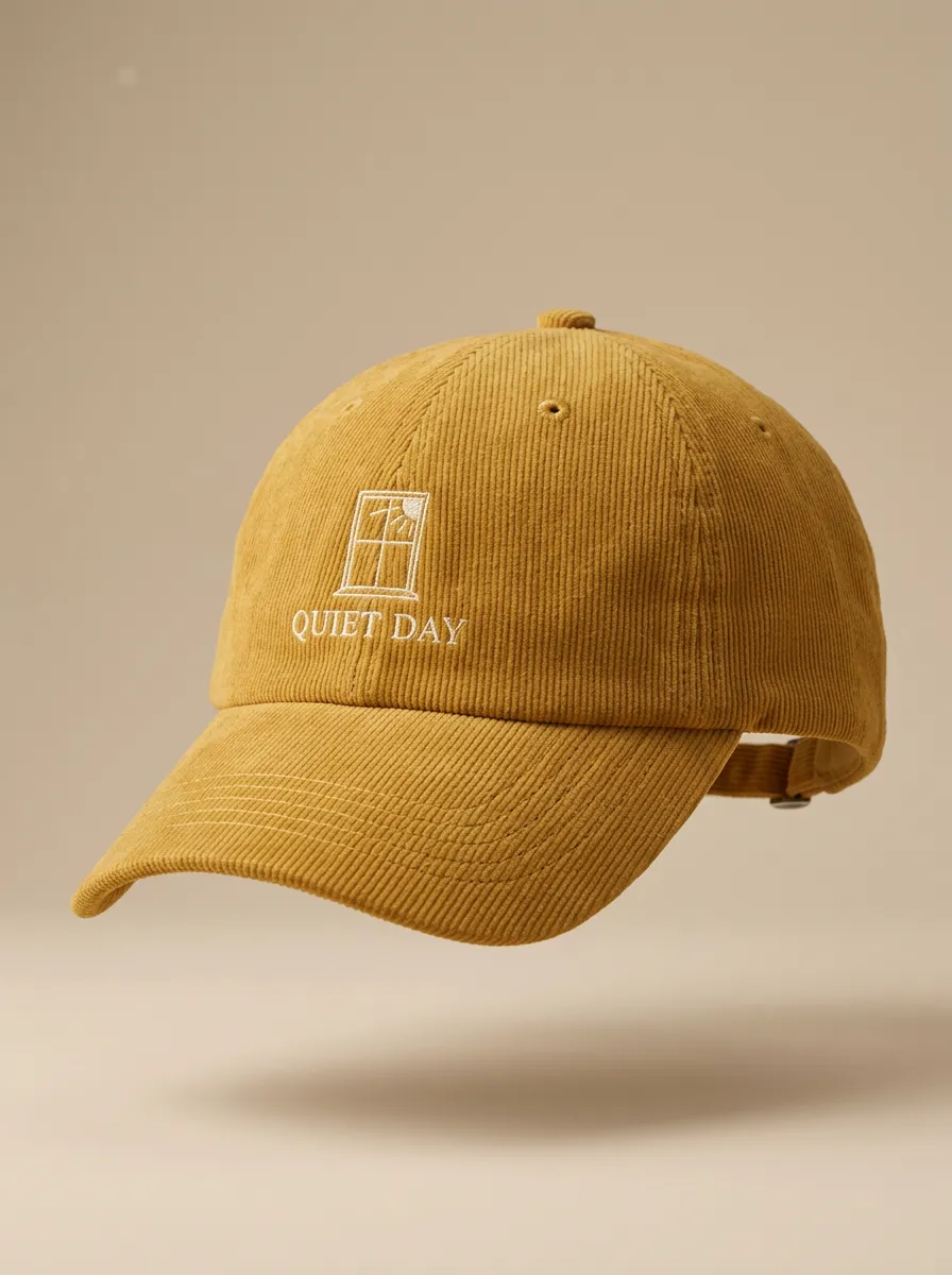 Quiet-Day Window-Motif Corduroy Embroidered Unisex Baseball Cap