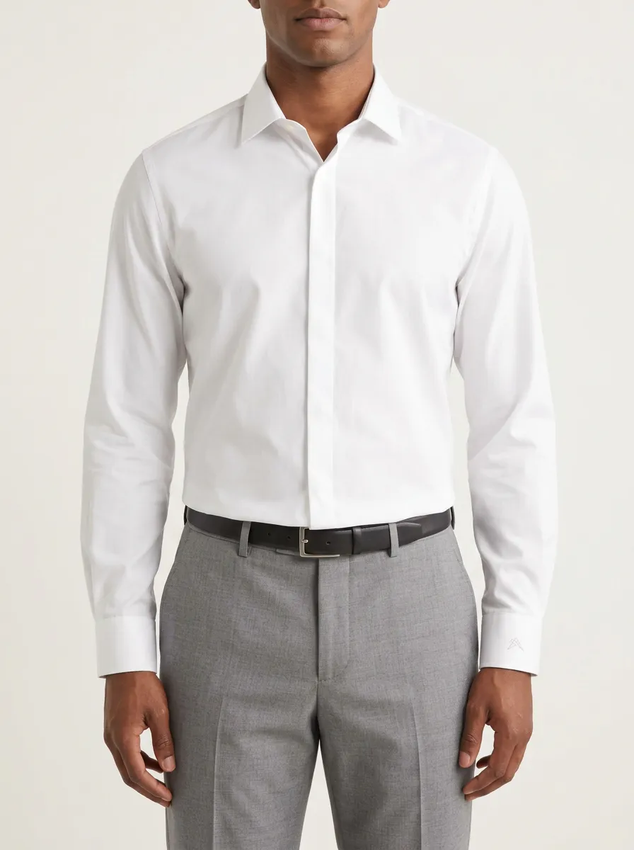 Men's Non-Iron Cotton  Logo Embroidered Dress Shirt