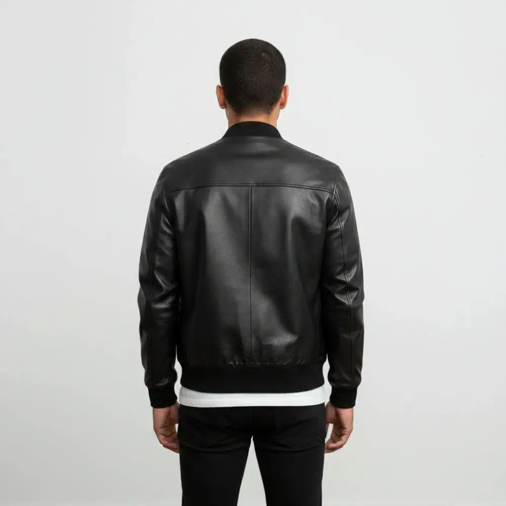 Refined Leather Bomber Jacket