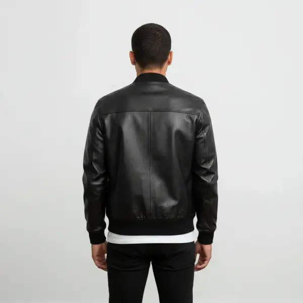 Refined Leather Bomber Jacket