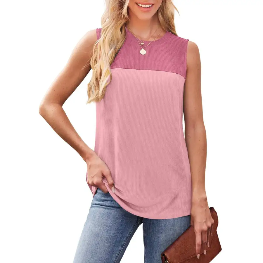 Color Block Round Neck Tank