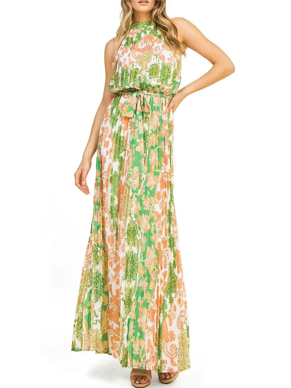 Floral Pleat Maxi Dress