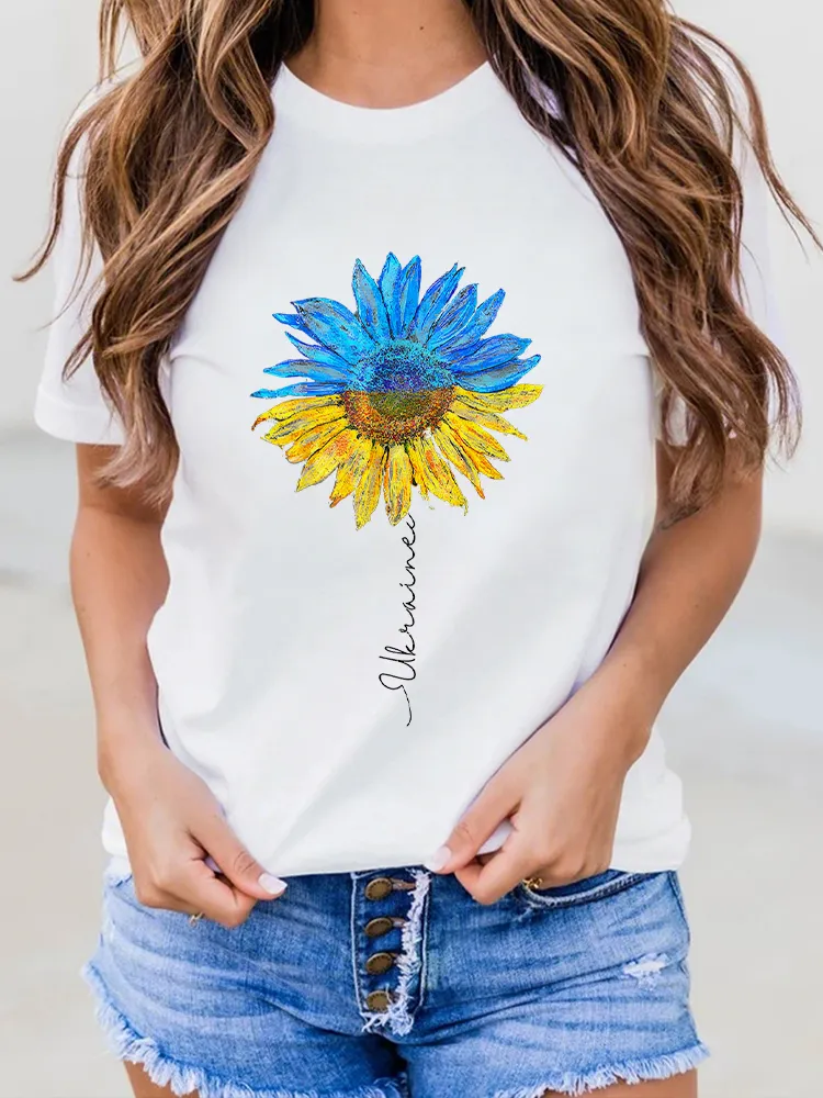 Sunflower Printed Short-Sleeved T-Shirts