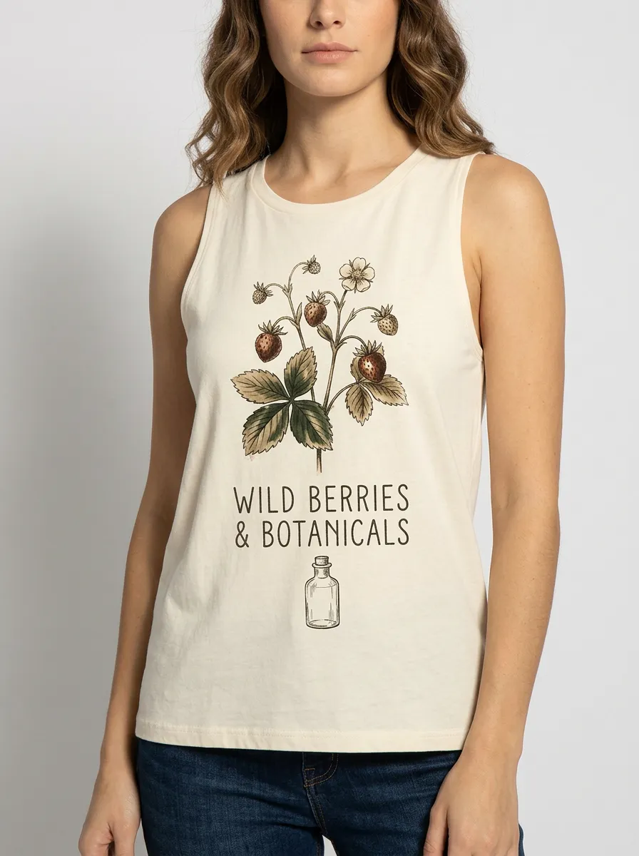 Women's Botanical Wild Berries Graphic Tank Top Sweatshirt