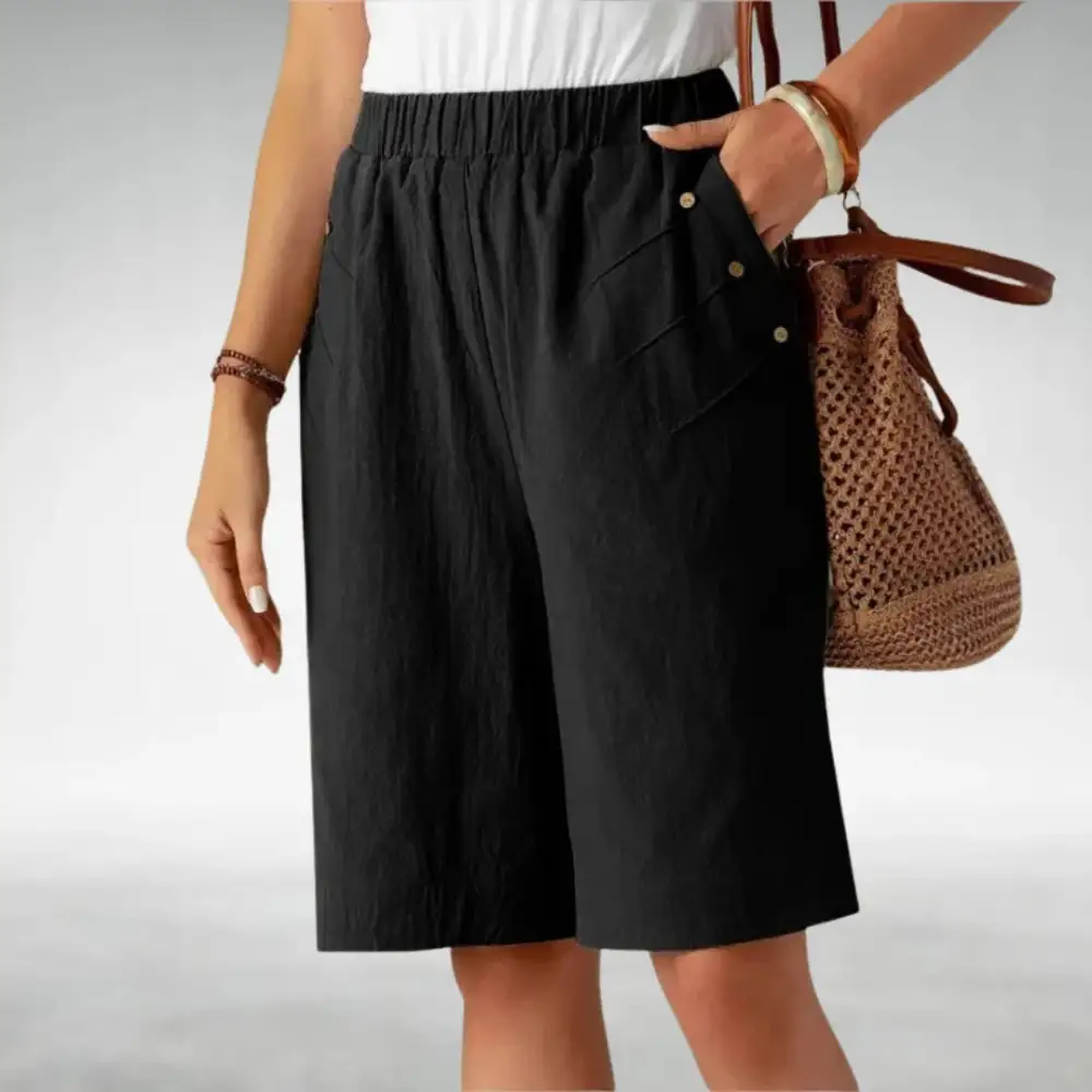Women's Casual Elastic Waist Knee Length Shorts