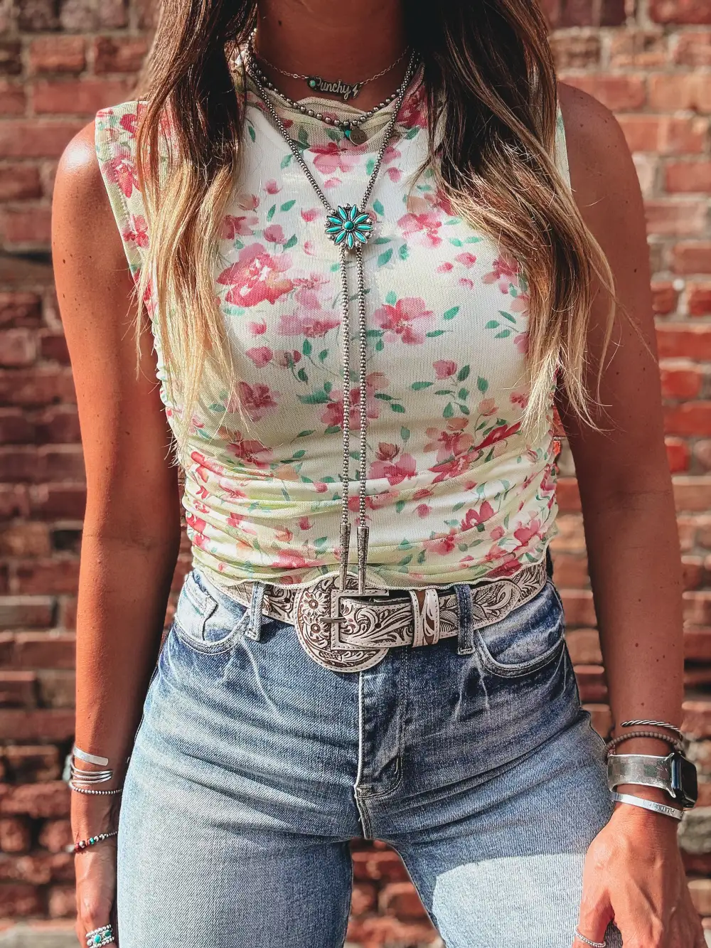 Casual Floral Print Tank Top