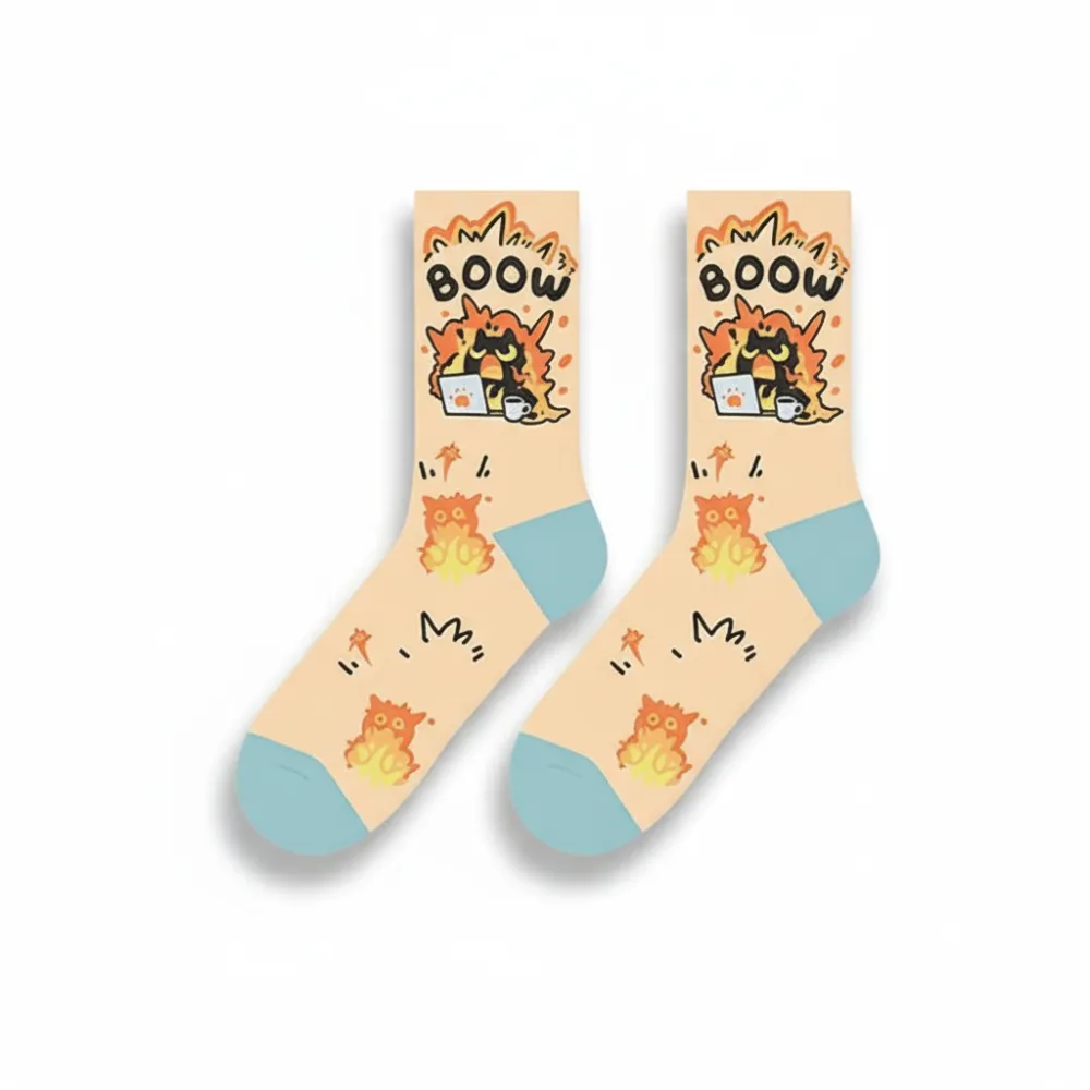 Cat Graphic Crew Socks