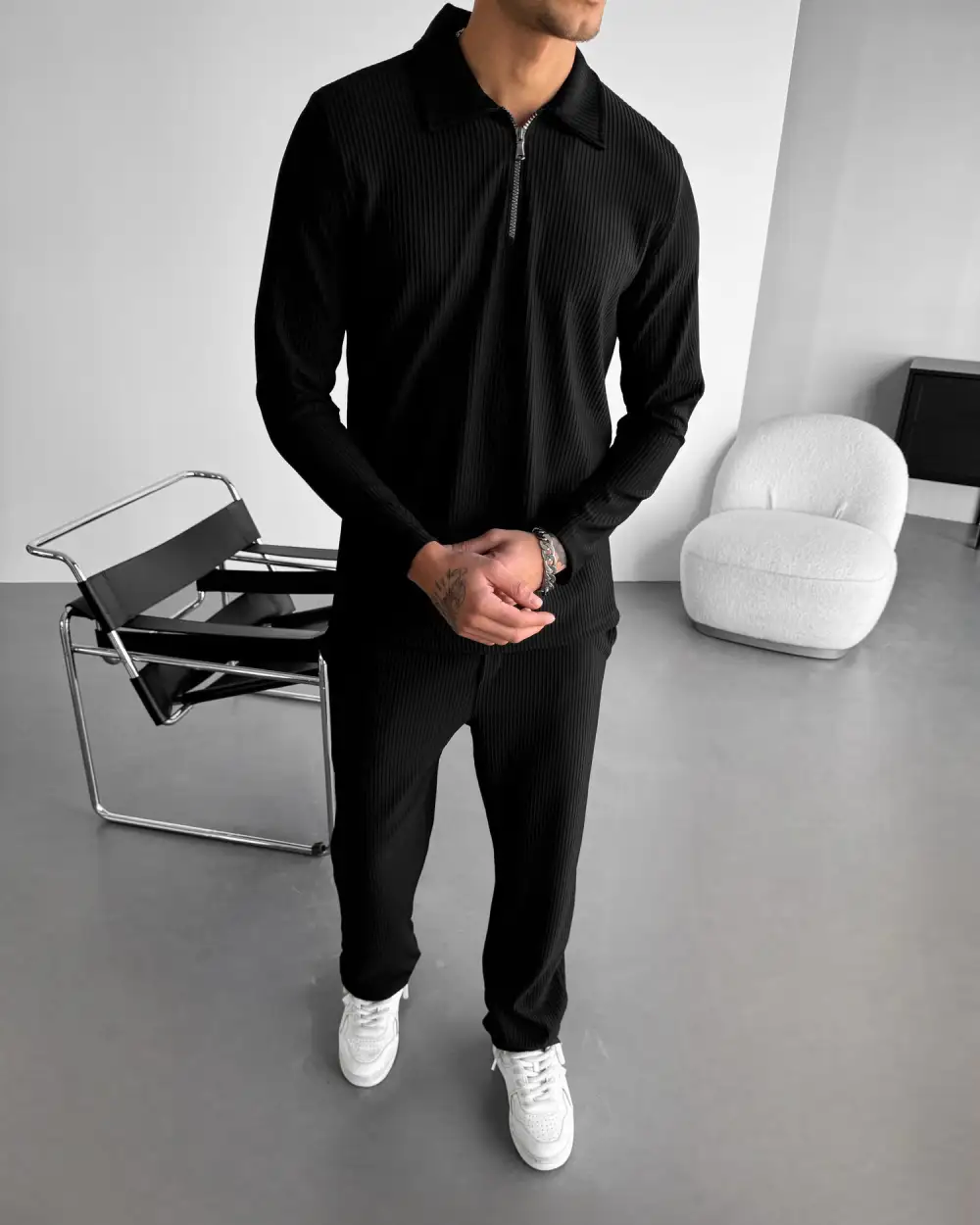 Everyday Zip Front Polo Collar Sweatshirt