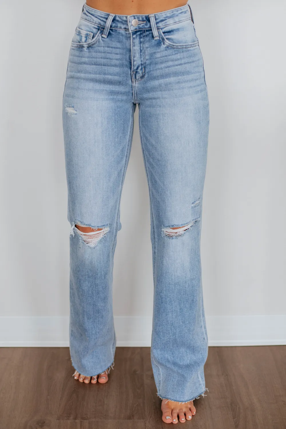 Women's High Rise Mid Rise Wide Leg Jeans