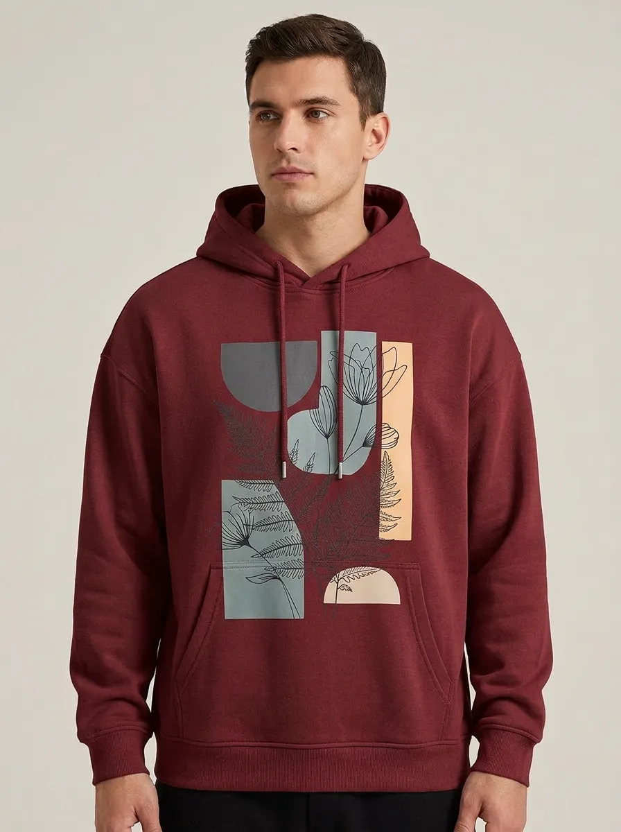 Unisex Botanical Art Abstract Fern Floral Hoodie