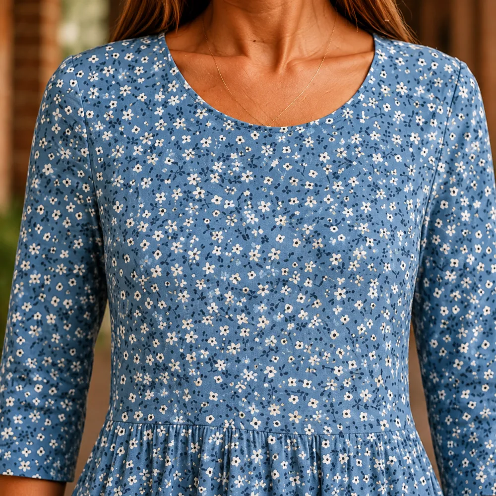Floral Printed Scoop Neck Midi Dress