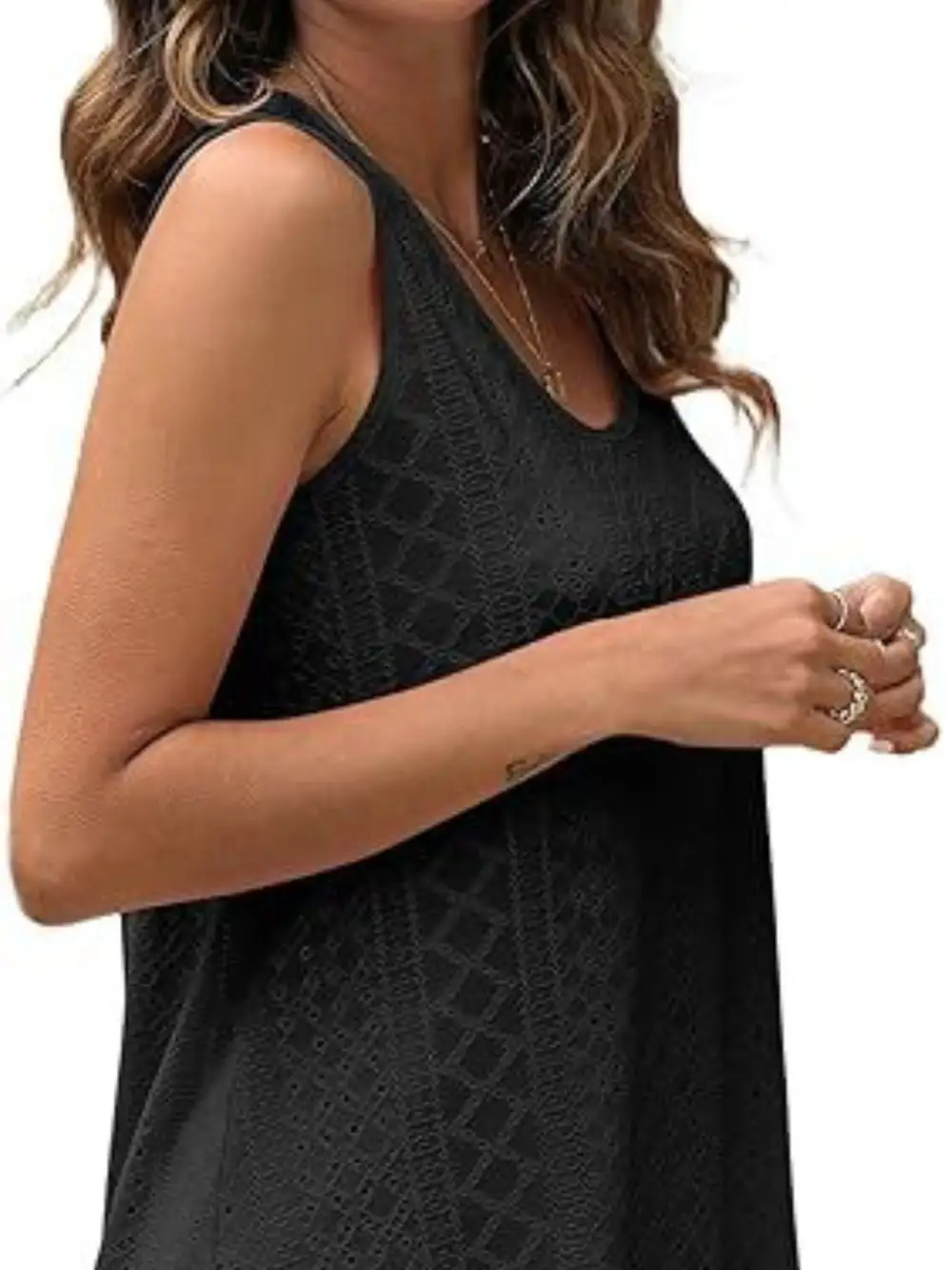 Scoop-Neck Eyelet Tank Top