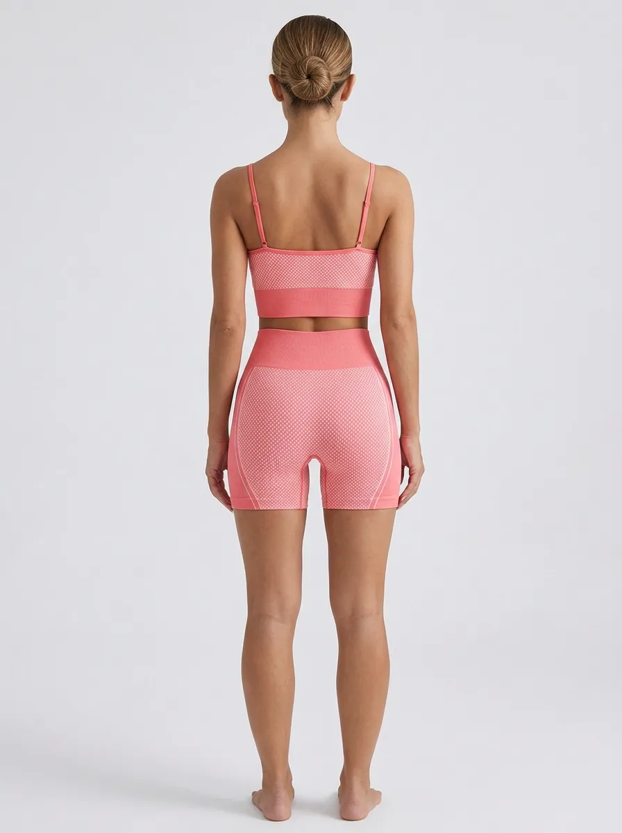 Contemporary Textured Detail Silhouette Women's Tank Top And Sports Shorts Set
