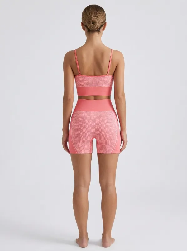 Contemporary Textured Detail Silhouette Women's Tank Top And Sports Shorts Set
