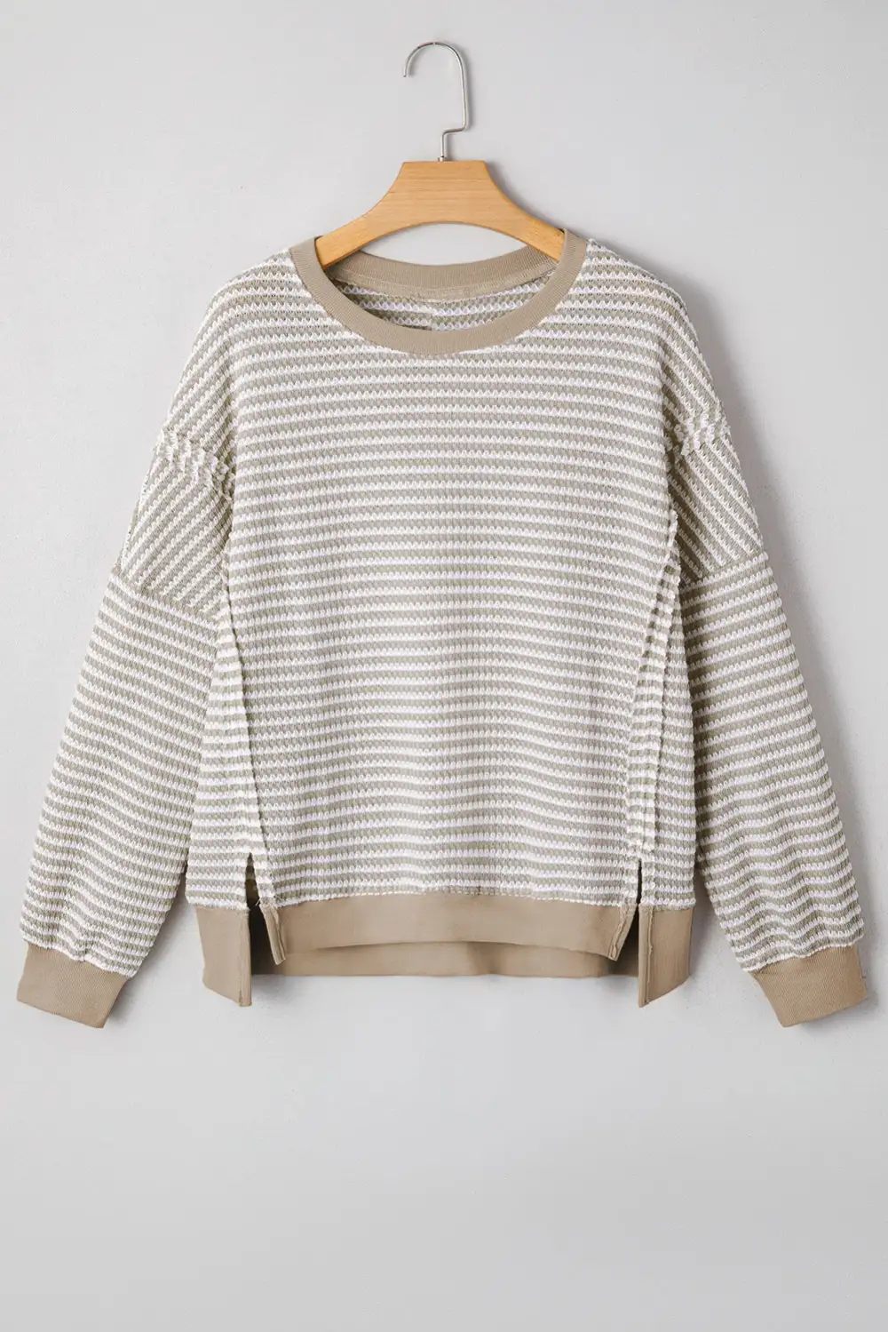 Women's Striped Ribbed Long Sleeve Top