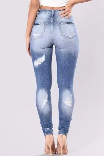 Soft Skinny Distressed Denim Jeans