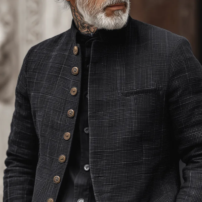 Buttoned Chore Plaid Jacket