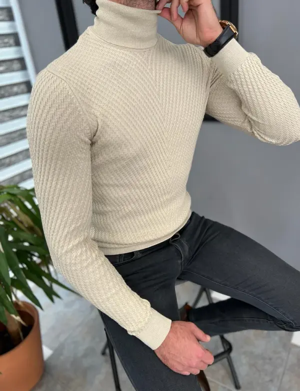 Distinctive Slim Fit Cotton Turtleneck Sweater