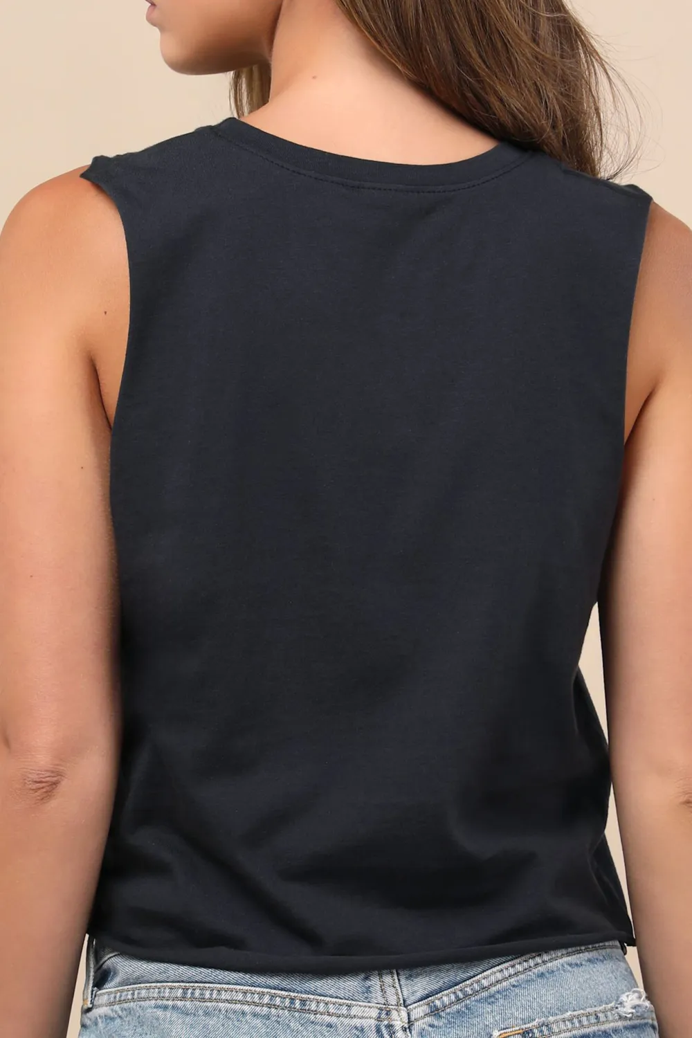 Casual Style Cropped Graphic Muscle Tank Top