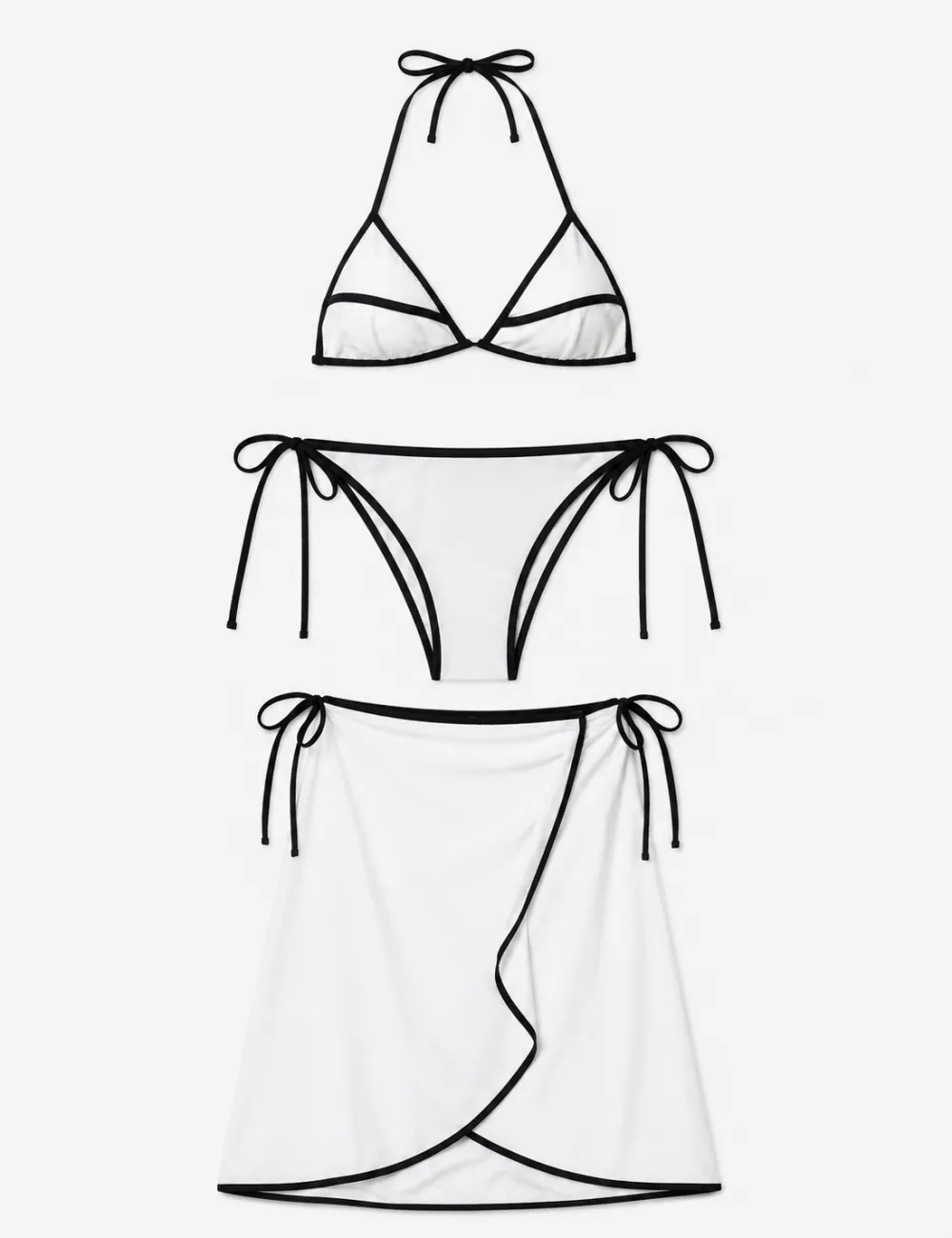 Color Block Halter Triangle Bikini Set with Midi Skirt