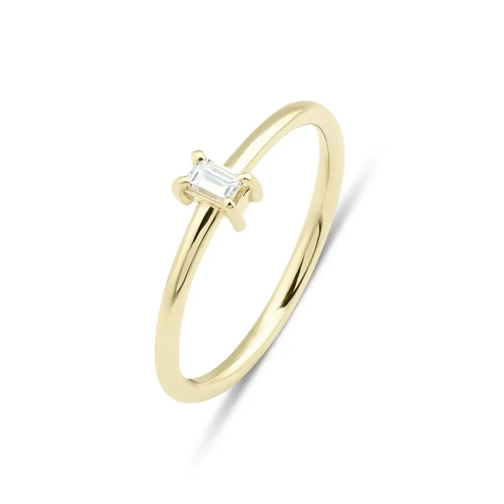 Solid Gold Baguette Diamond Ring