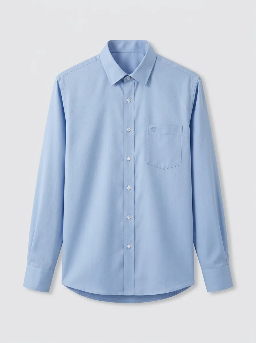 Men's Non-Iron Cotton Light Blue Pocket Button-Down Shirt