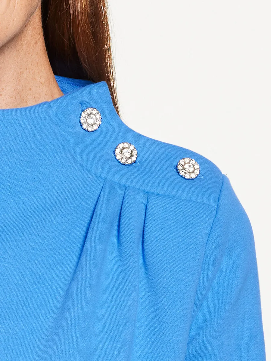 Women's Niche Design Style Gemstone Shoulder Accented Sports Shirt