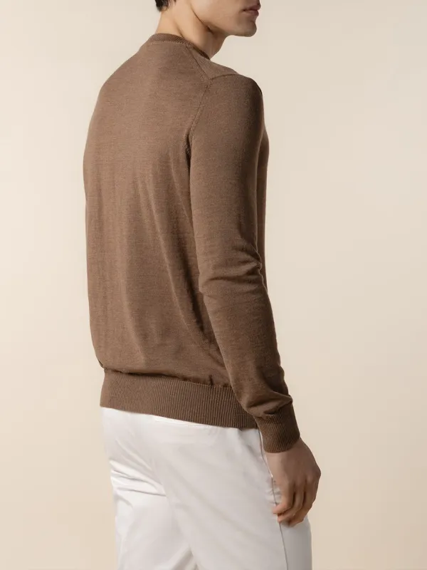 Crew Neck Sweater With Extrafine Merino Detail And Merino Wool Slim Fit Crew Neck Knit Construction