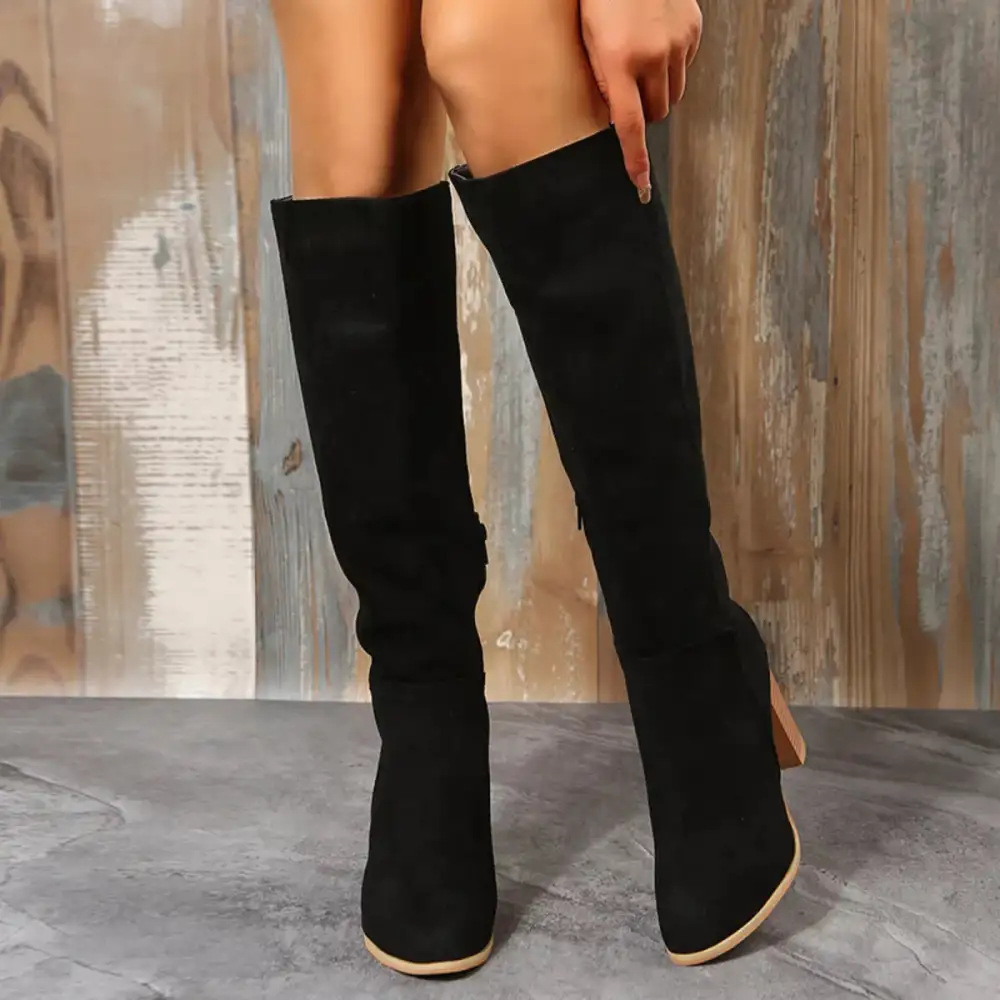 Soft Pointed Toe Block Heel Boots