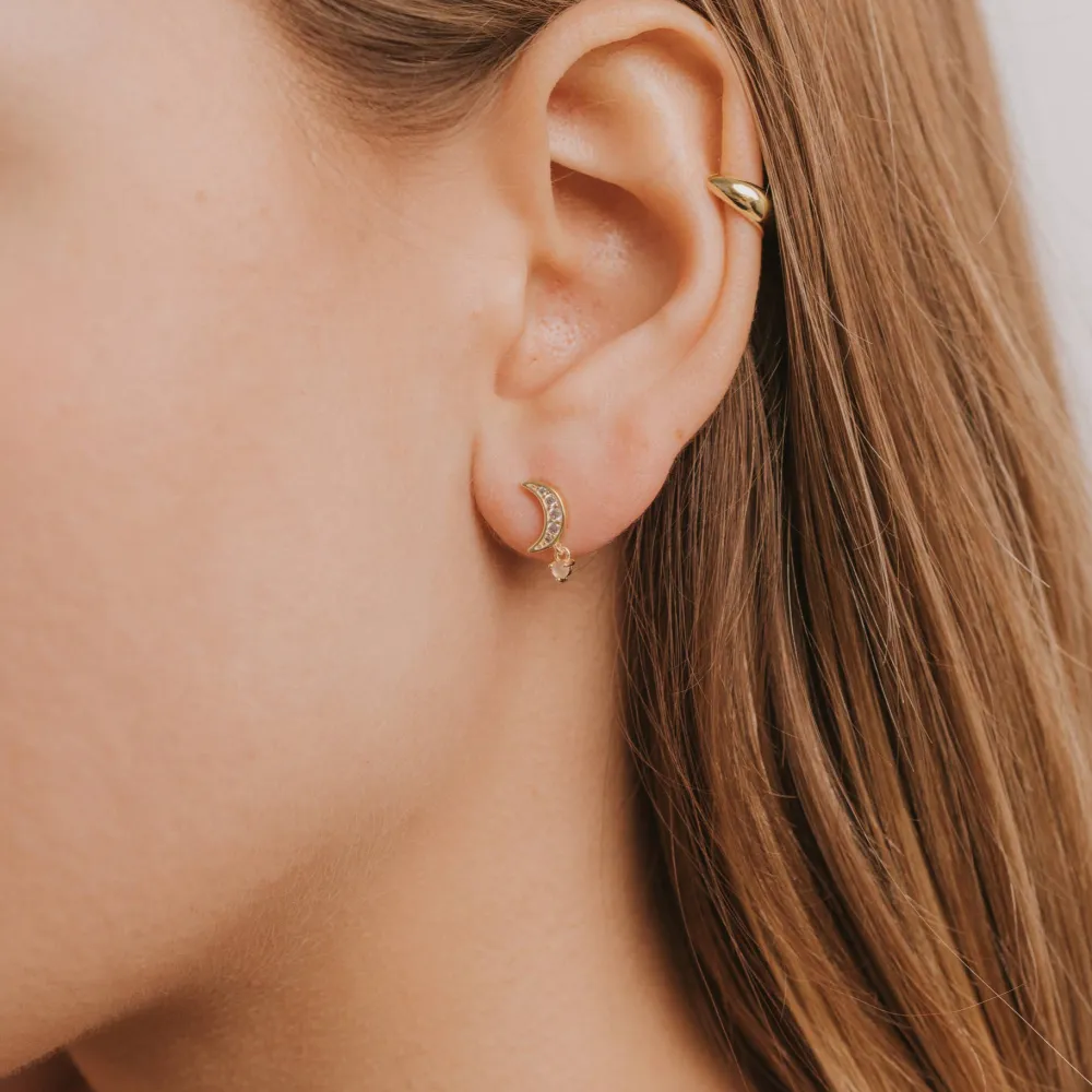 Gemstone Moon Earrings