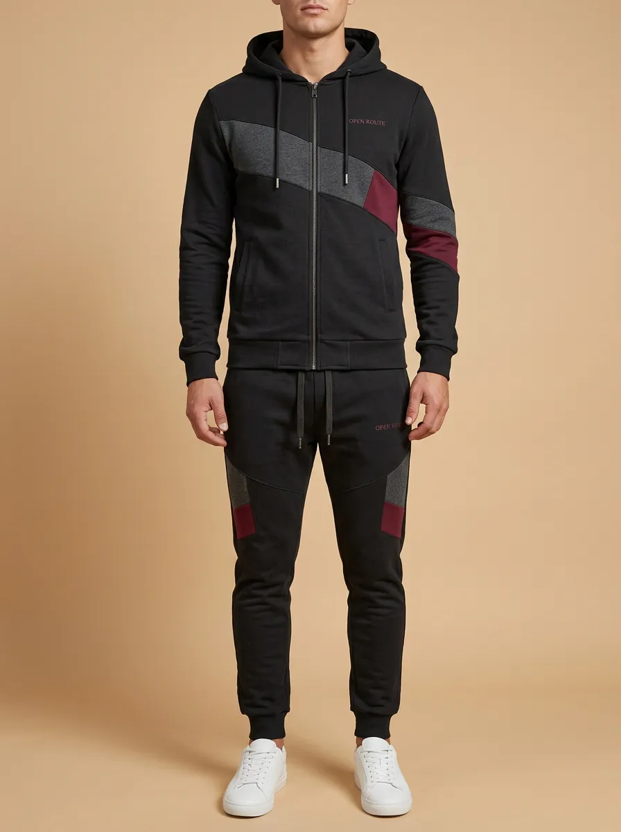 Men's Sporty Casual Colorblock Patchwork Print Jogger Set