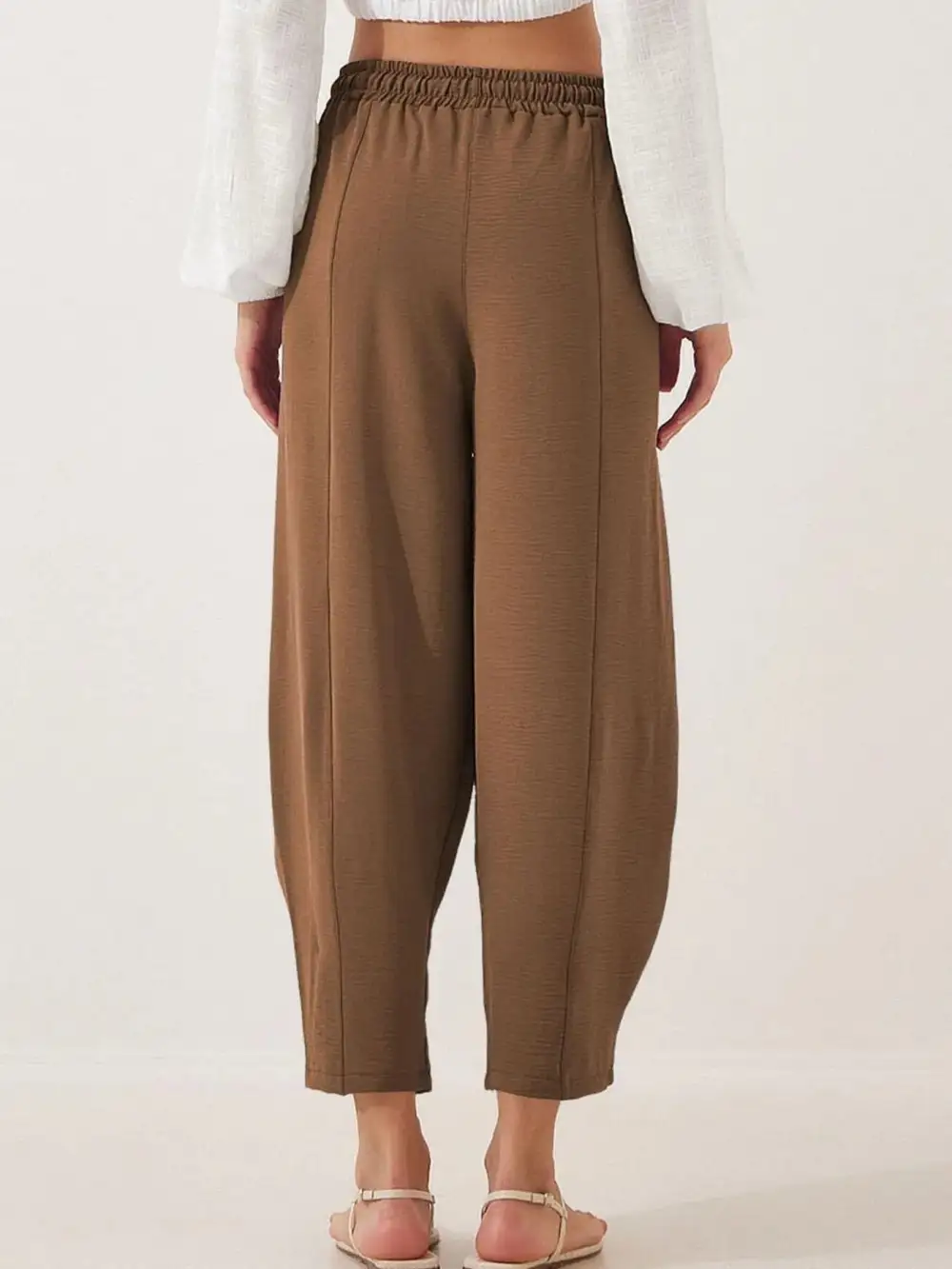 Plus Size Drawstring Wide-Leg Cropped Pants