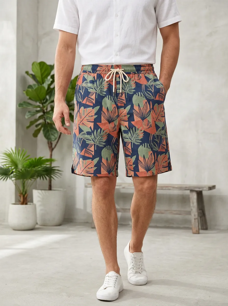 Men's Botanical Pattern Nature Inspired Shorts