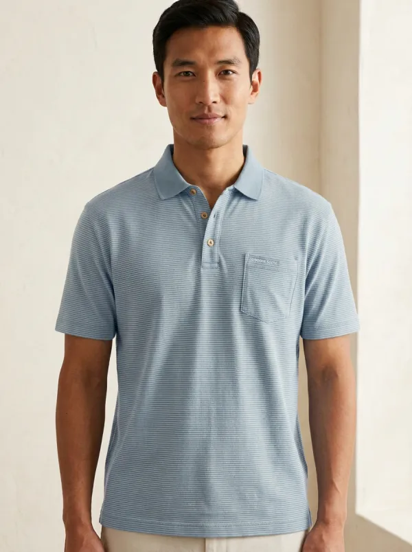 Striped Pocket-Detail Men's Polo Shirt