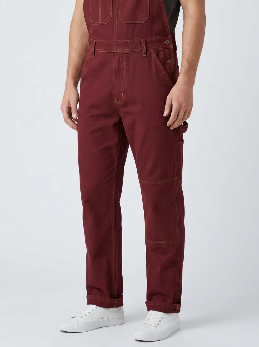 Men's Casual Utility Olive Green Cotton Overalls