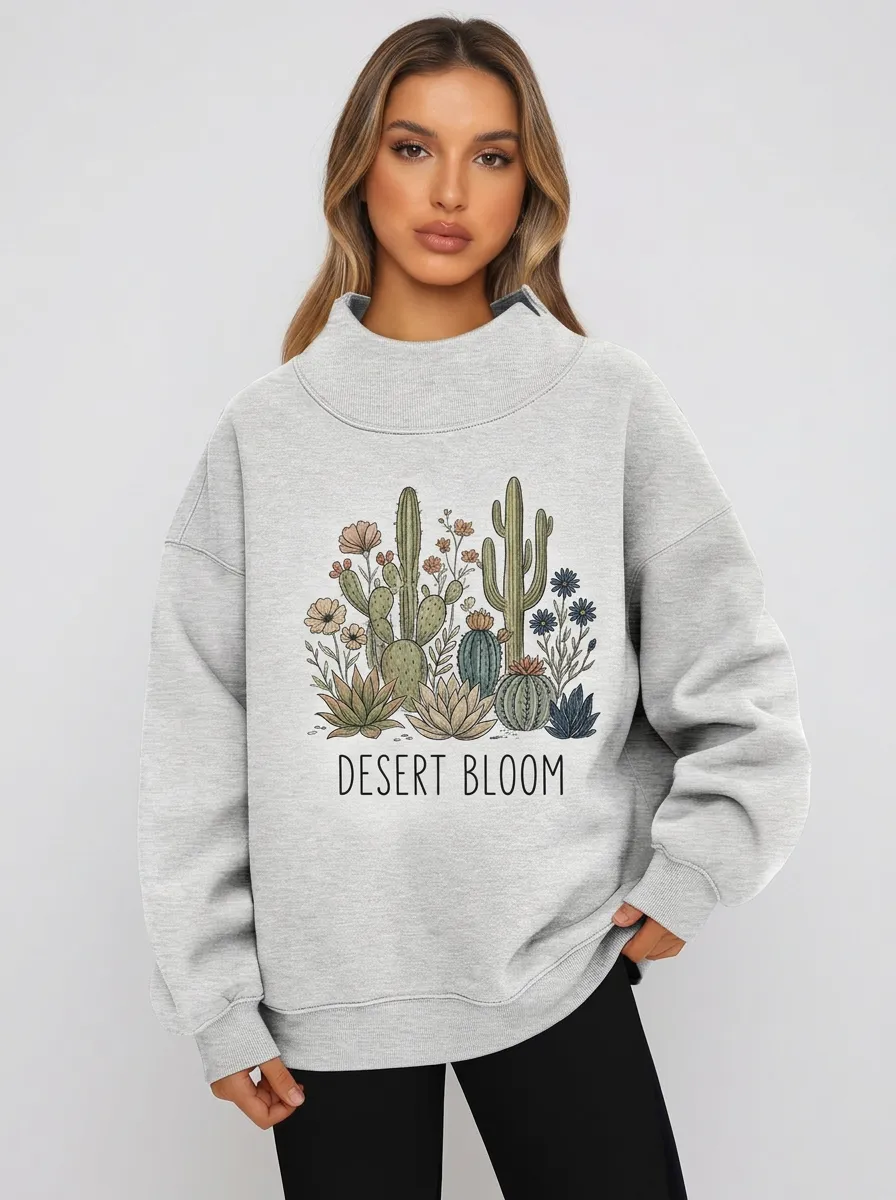 Women's Desert Bloom Cactus Floral Graphic Sweatshirt