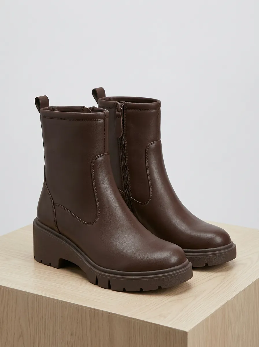 Refined Layered-Detail Women's Wedge Ankle Boots