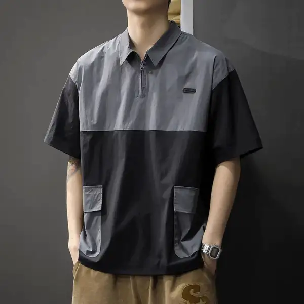 Two-Tone Color Block Polo Shirt