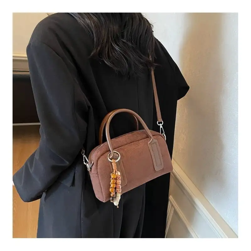 Casual Vintage Crossbody Satchel with Charm